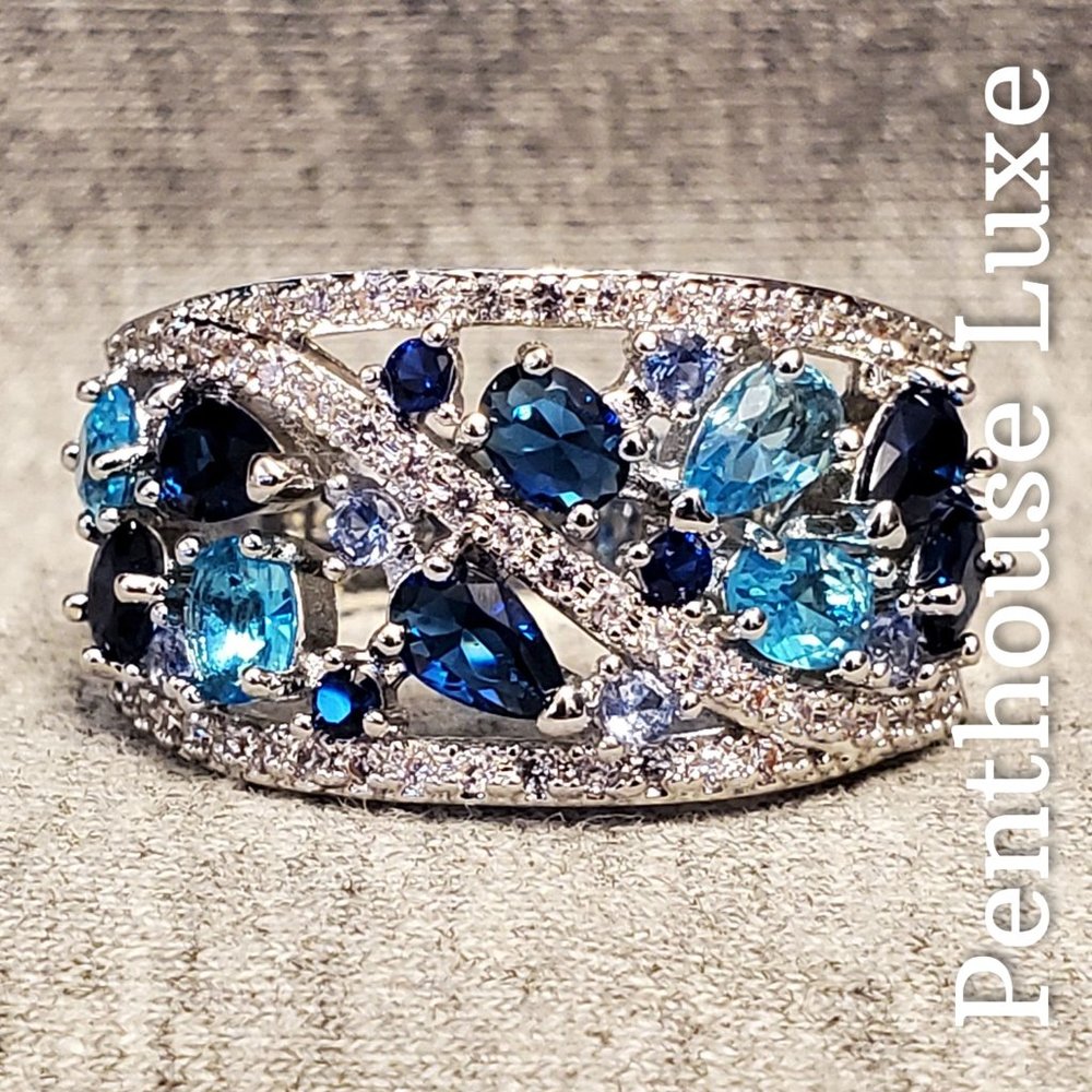 Penthouse Luxe Blue Multi-Gemstone Pave Statement Ring